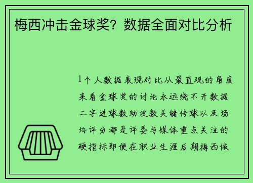 梅西冲击金球奖？数据全面对比分析